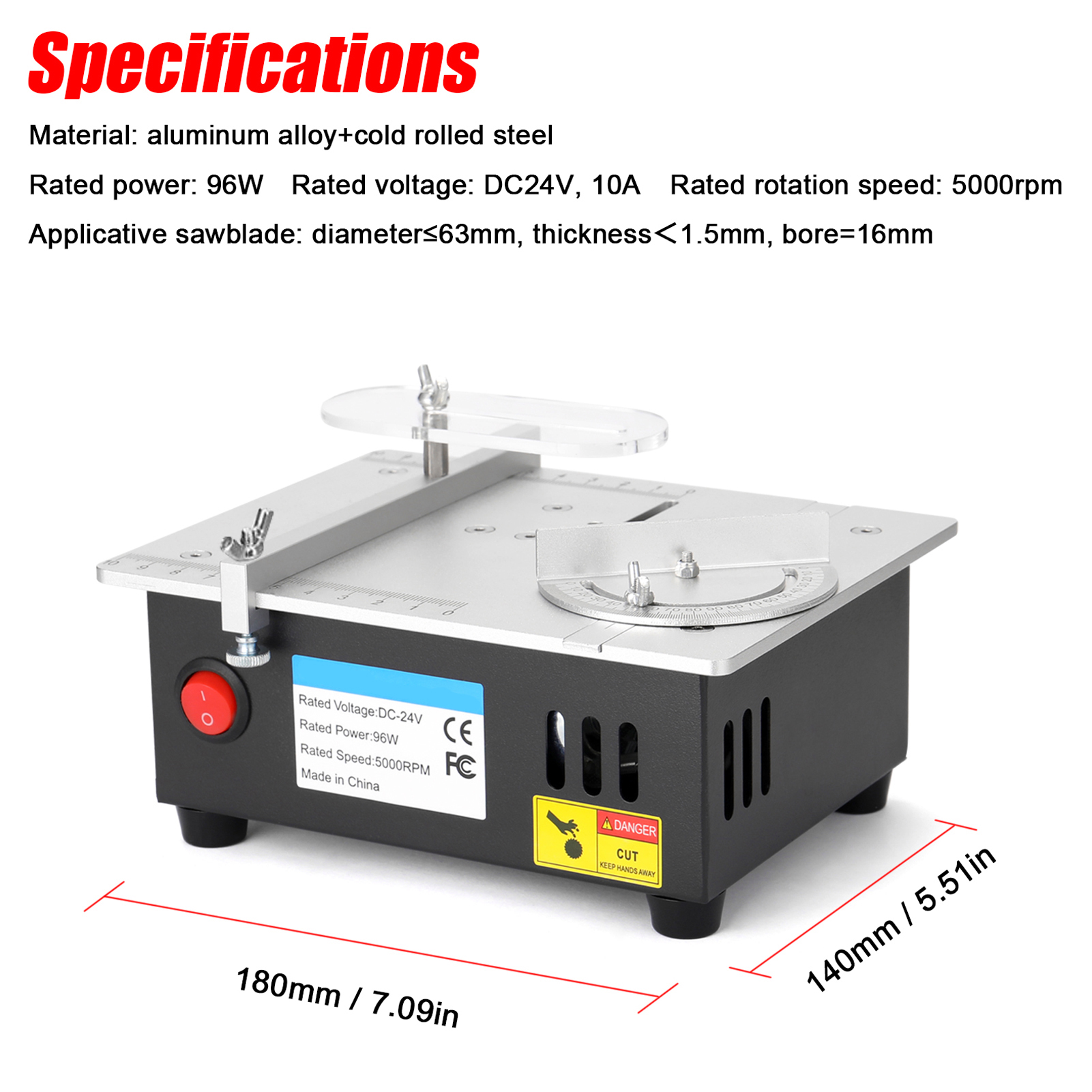 5000RPM Mini Electric Table Saw 7 Speed 96W Household Bench Saw DIY Cutting Machine 14mm Cutting Depth Woodworking Circular Saw