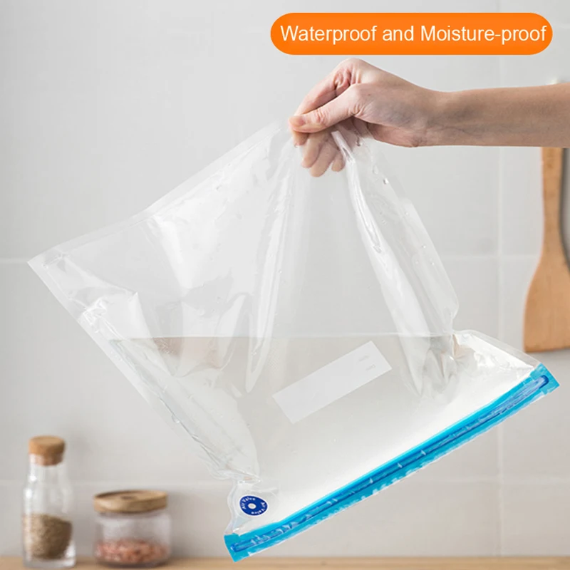 Bolsa de vacío de 5 uds/10 piezas, aire comprimido, reutilizable, almacenamiento de alimentos, sellado al vacío, resistente a la humedad, embalaje de bolsa sellada al vacío