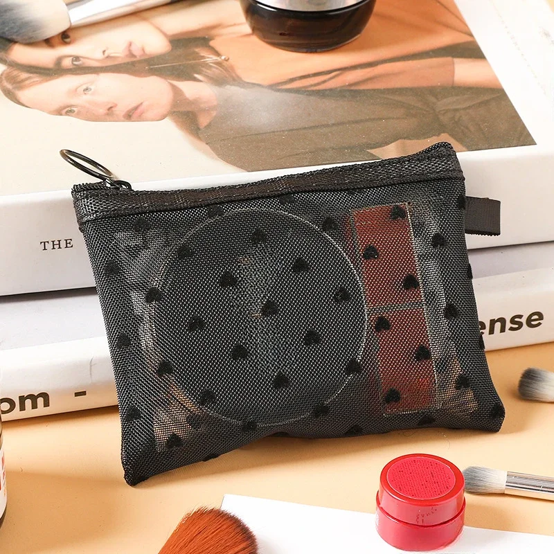 1pcs Mesh Clear Cosmetic Bags Small Large Black Makeup Bag Portable Travel Toiletry Organizer Case Lipstick Storage Pouch