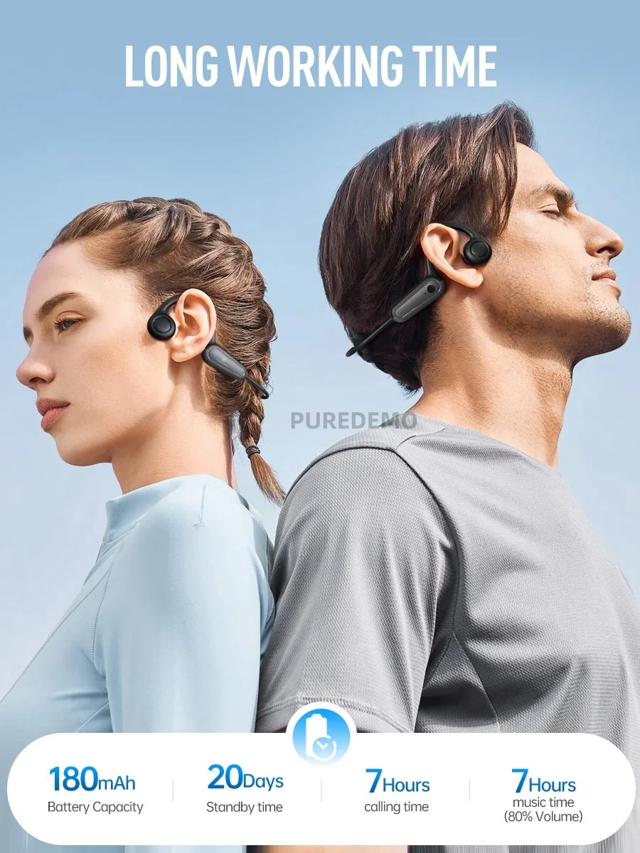 Auricular de conducción ósea Real tipo C, inalámbrico, Bluetooth, Auriculares deportivos impermeables con micrófono para entrenamientos, correr, conducir