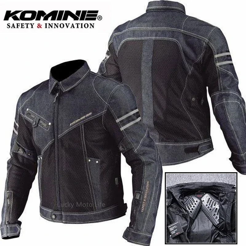 KOMINE JK006 chaqueta de primavera transpirable Denim malla carreras paseo alto rendimiento ropa resistente a caídas chaqueta de motocicleta