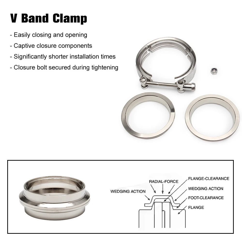 2.5 "3" V-Band Klem Met Mannelijke Vrouwelijke Flens Kit Turbo Downpipe Wastegate V-Band Turbo uitlaatpijpen Auto Accessoires TP-1011A