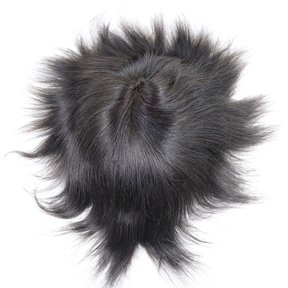 0.08-0.10MM noeud unique complet PU toupet pour hommes cheveux humains naturel noir hommes perruque hommes capillaire prothèse cheveux unité remplacement