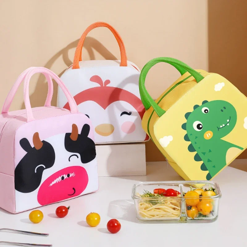 Borsa da pranzo per bambini in cartone animato Pellicola di alluminio con isolamento termico Borse da pranzo portatili in tessuto Oxford impermeabile di alta qualità Tote Nuovo