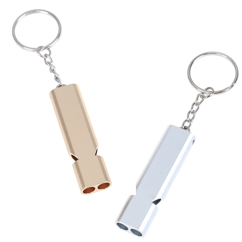 Alumínio Alloy Emergency Survival Whistle, Outdoor Camping Caminhadas Ferramenta com Keychain