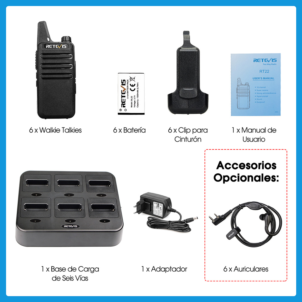 Retevis RT622 6PCS Walkie-talkies Profesional Pmr446 Mini Radio Ptt Radio Walkies Talkies Ofertas Comunicador Radio Portátil Pequeña Walki Talki Pequeño Walkitalkis Baratos de Oferta Walkies Talkie Manos Libres