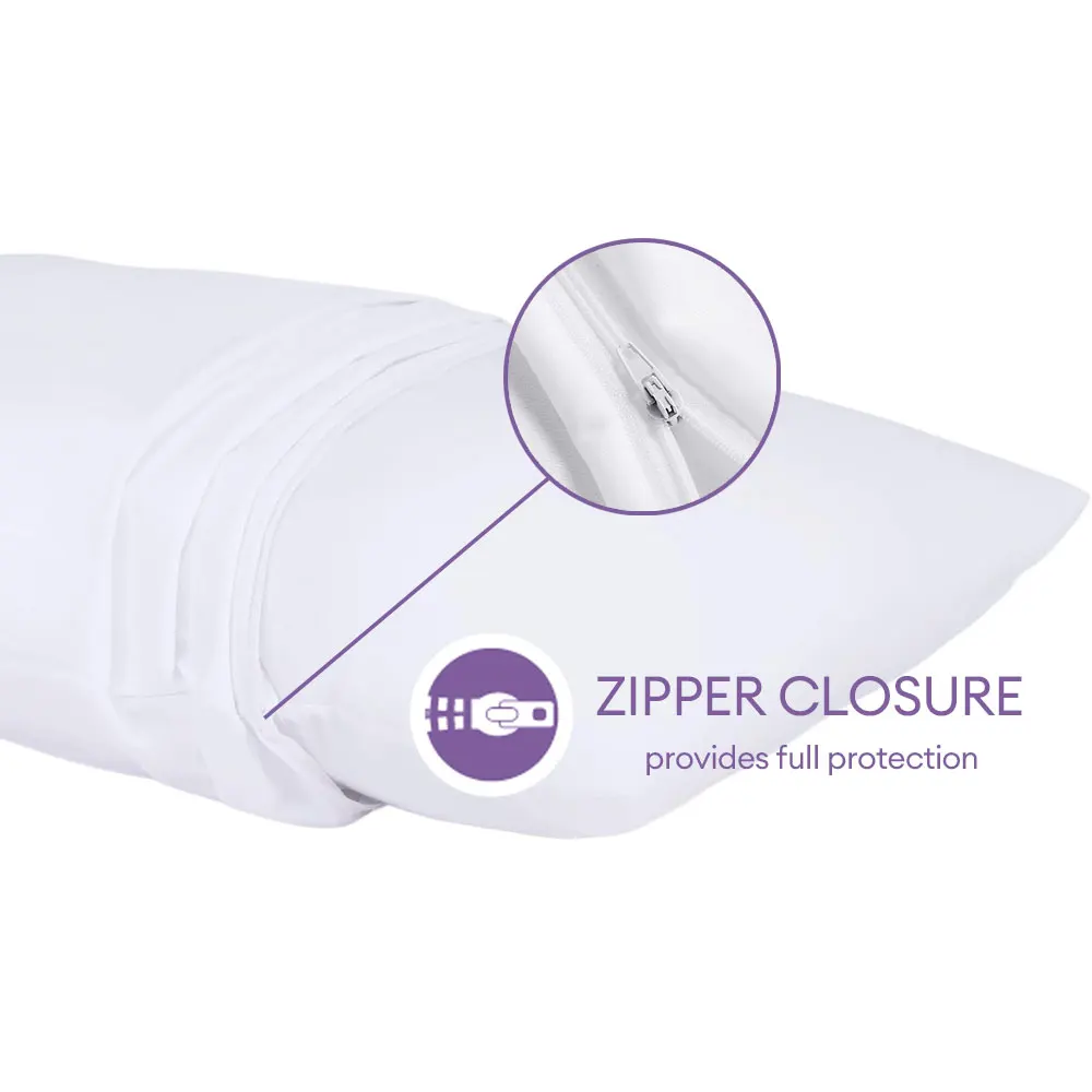 1pc Smooth Pillow Protector Zippered Waterproof Pillow Cover Breathable Pillowcase Bedbug Proof & Anti Mites