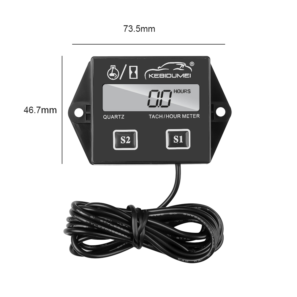 Medidor digital de velocidade do motor, medidor de hora do motor, tacômetro, rpm, display lcd para gasolina, 2/4 tempos, barco, motocicletas, motosserra