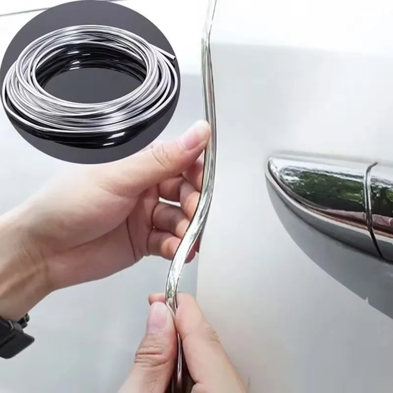 Car Porta Edge Scratch Protector, DIY Prata Moldagem Trim Tiras, Chrome Trim Strip, Scratch Guard, 4 m, 6m