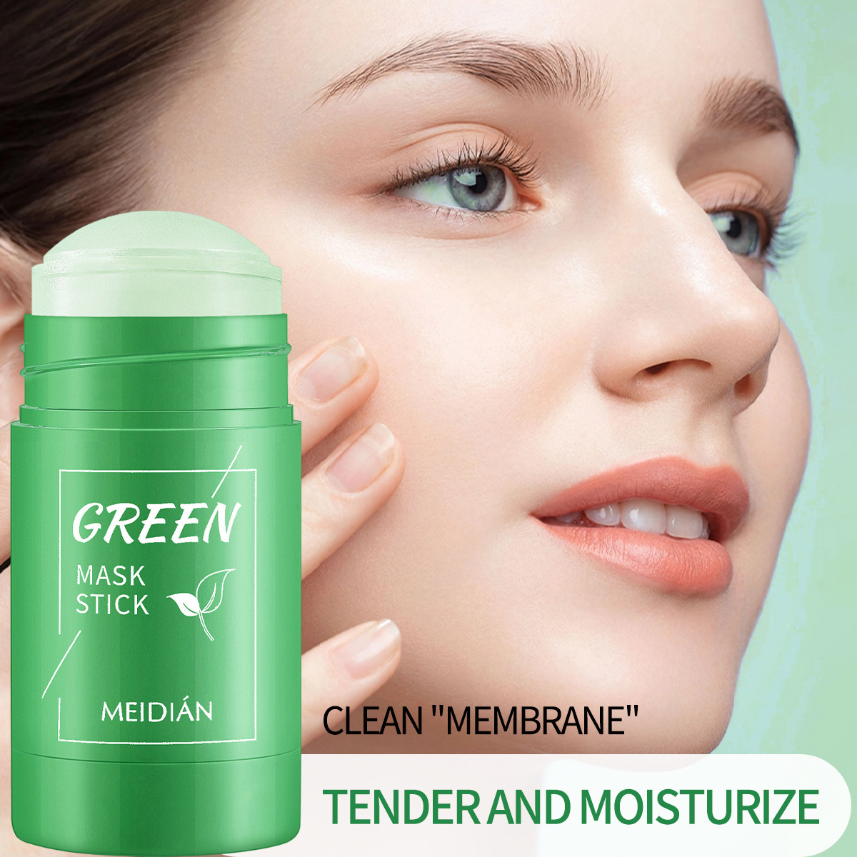 Máscara sólida de berinjela de chá verde, limpeza profunda, controle de óleo, equilíbrio, antioxidante, encolher poros, remover cravos, máscara de lama refrescante
