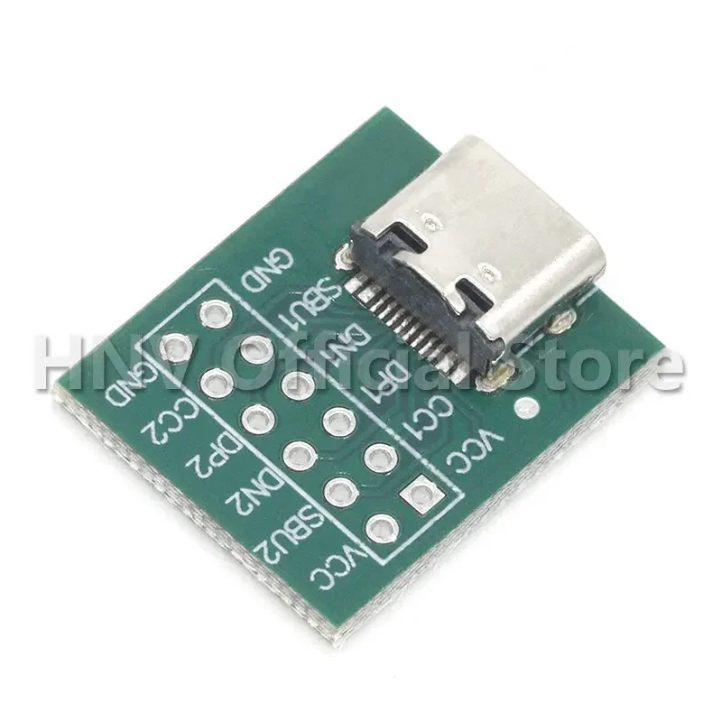 1 Chiếc USB TYPE-C Để Chấm PCB Cổng Kết Nối Pinboard Thử Nghiệm Ban Hàn Nữ Chân Kim Đầu Adapter