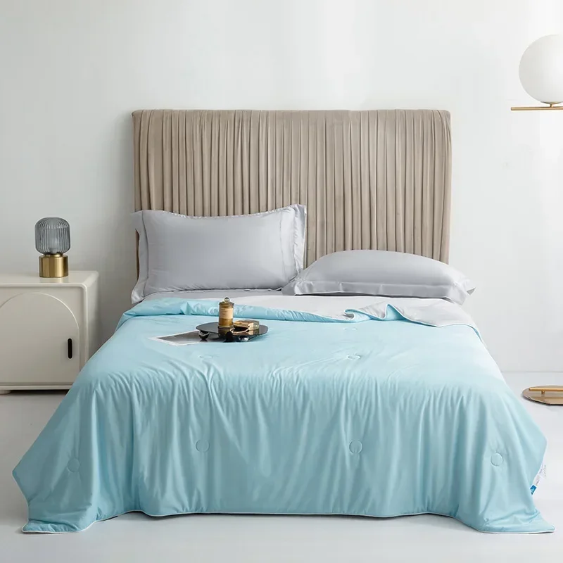 Air Condition Comforter for Summer Pure Color Ice Silk Cooling Blanket Lightweight and Smooth Twin/King Size Cold Quilt
