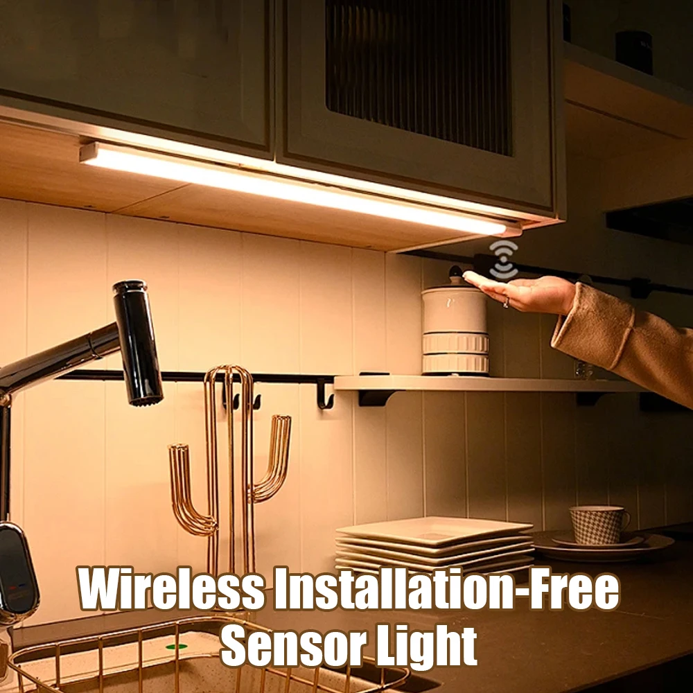 ไฟตู้ Motion Sensor LED ไร้สาย USB ภายใต้ Ultra Thin Night Light สําหรับห้องครัวตู้ห้องนอนตู้เสื้อผ้าแสงในร่ม