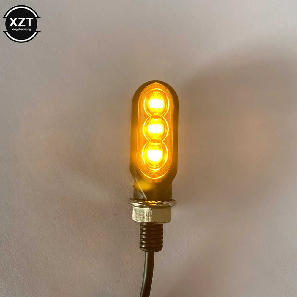 2PCS Universal 12V 3Led Mini Motorcycle LED Turn Signal Lamp Flash Indicator Lights Amber Running Light