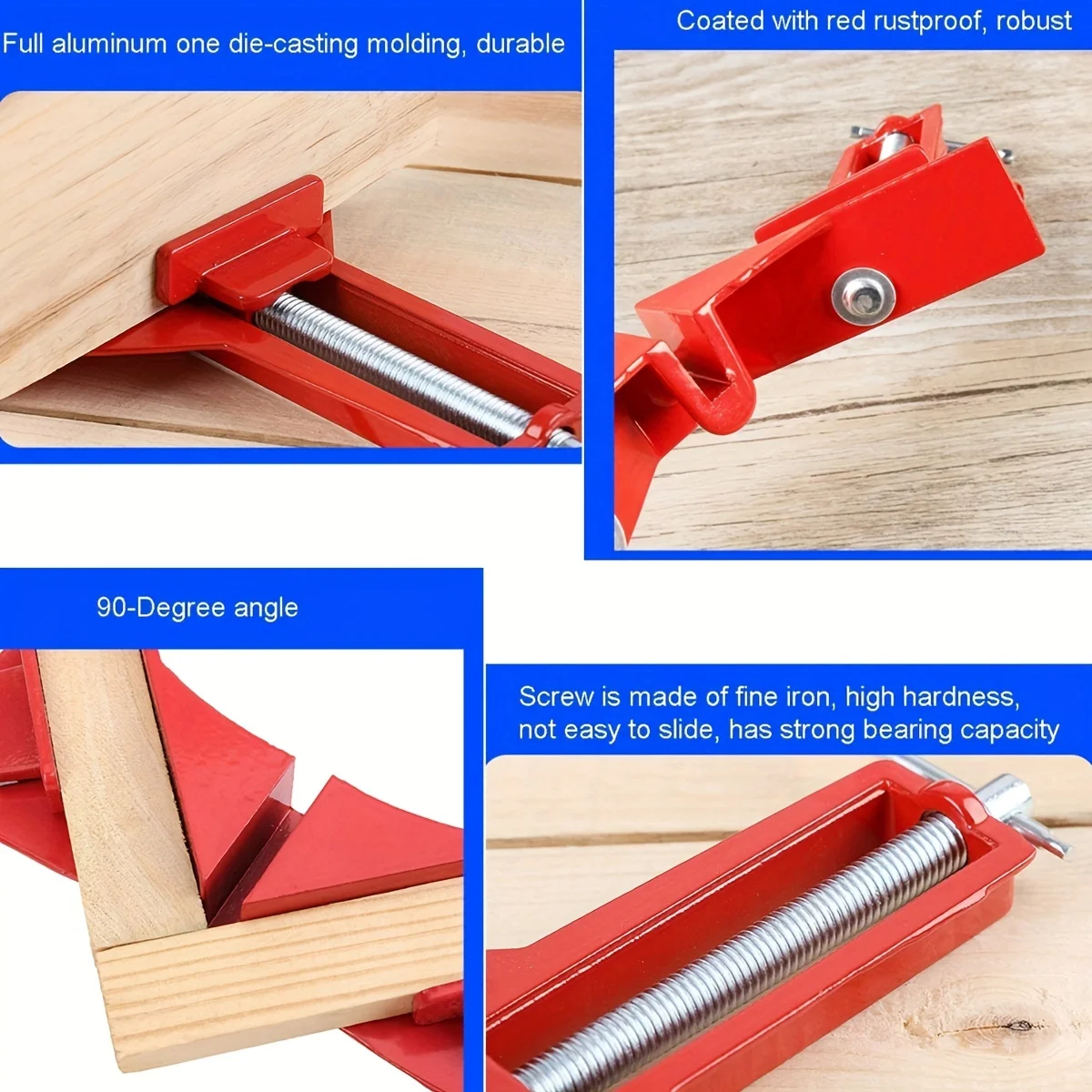 1/4PCS Corner Clamps 90 Degree Clamps Right Angle Clamp Frame Holder Carpenter Square Woodworking Tools for DIY Framing, Welding