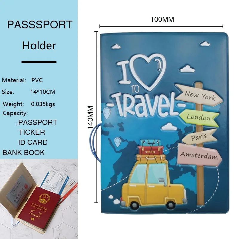 Capa de proteção para certificado de viagem, padrão fofo, porta-passaporte, bilhete, fatura, sacos de armazenamento, 10x14cm, bolsa de armazenamento portátil