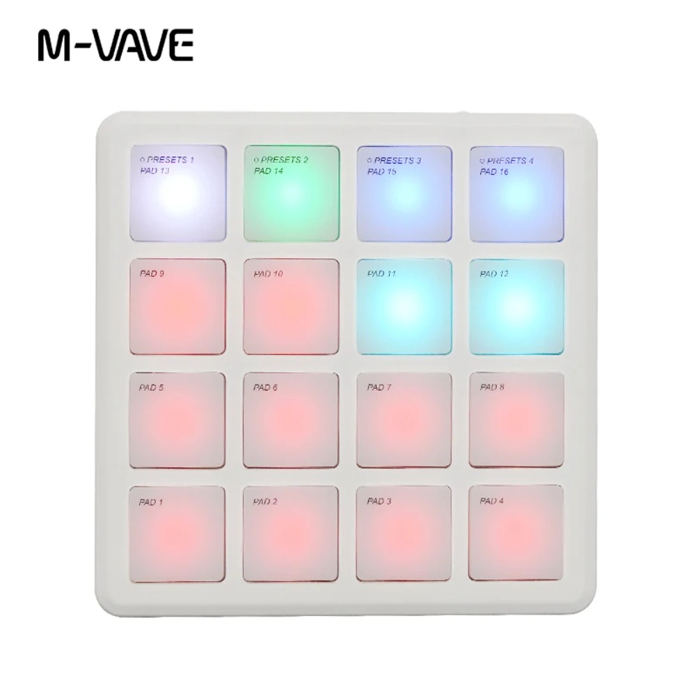 Карманный коврик M-VAVE SMC-PAD, портативный беспроводной MIDI-контроллер, 16 подушечек, подходящий перкуссионный DJ-музыкальный аранжировщик, контроллер клавиатуры