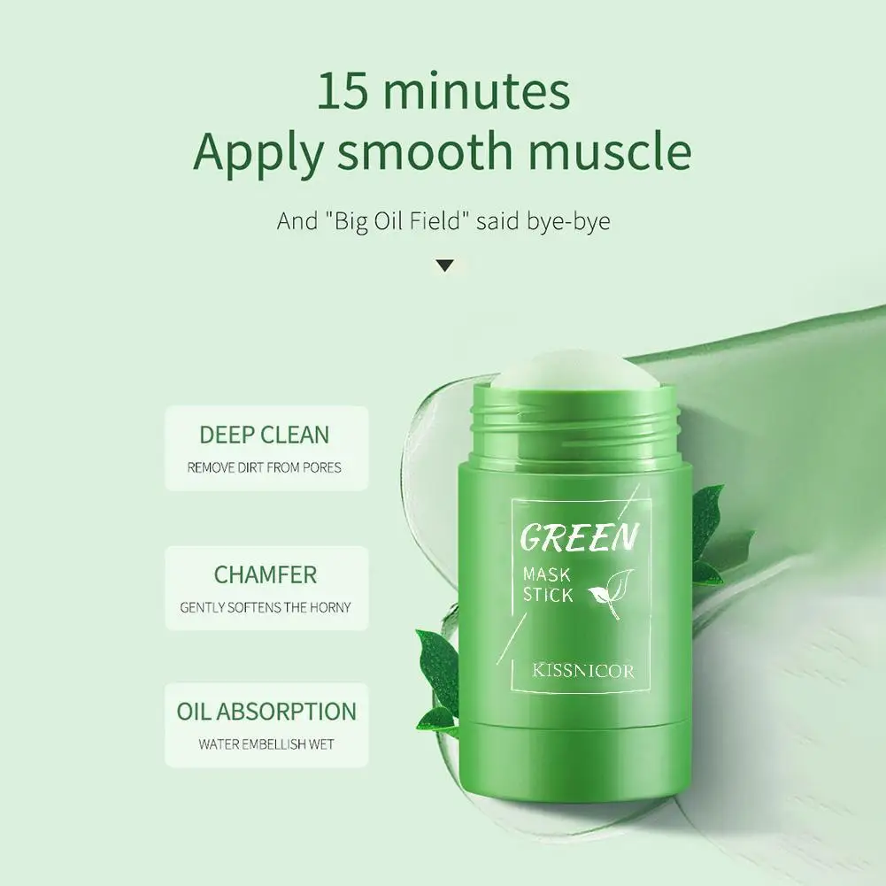 Green Tea Clean Mask Stick Acne Treatment Blackhead Remover Cream Deep Cleansing Pore Brightening Purifying Matcha Clay Mud Mask