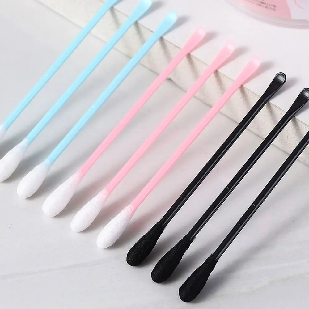 100 Uds. Limpiador de oídos de doble cabeza de alta calidad hisopos de algodón de plástico desechables con cucharas para los oídos limpieza suave bastoncillo de algodón para el hogar