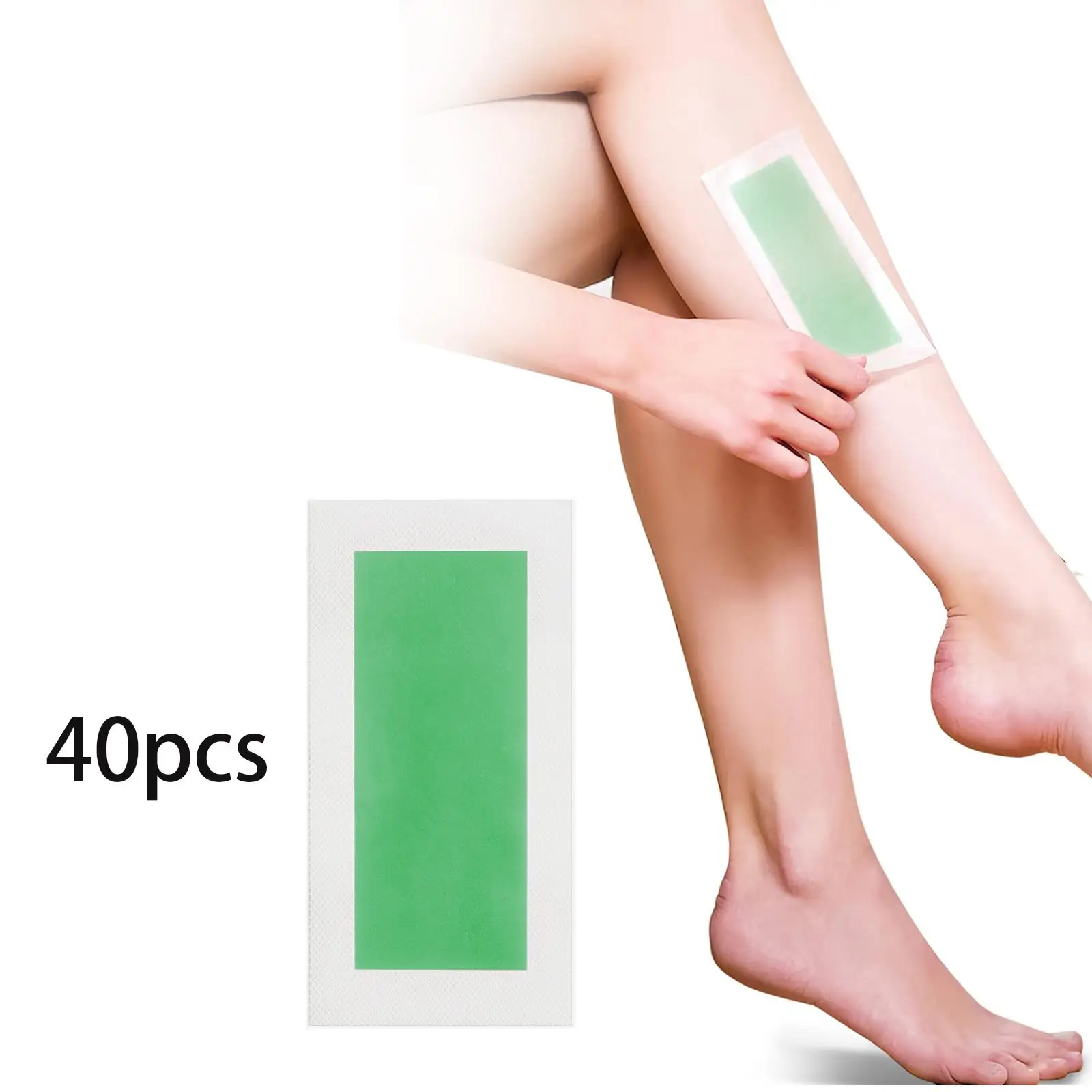 Tiras de cera para depilación de piezas, papel de depilación para piernas, Bikini, brazo, pegatina de limpieza, herramienta de depilación corporal, 40 Uds.
