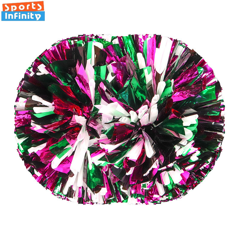 สีสันเชียร์ลีดเดอร์ Pom Poms Big Cheer Balls เงินสีแดงสีเหลืองสีฟ้า Hand Dance Pompoms อุปกรณ์เสริมสําหรับหญิงสาวเด็ก