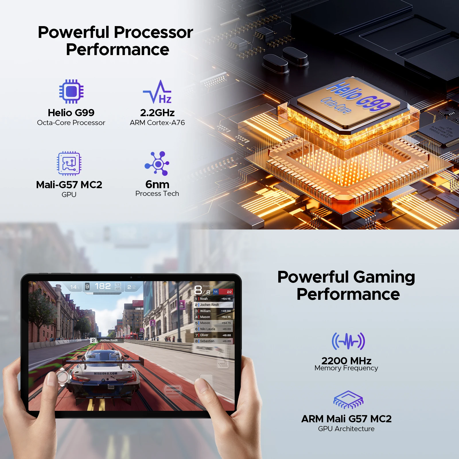DOOGEE T40 Android Tablet 14 11 ''IPS 2.5K 8GB RAM 512GB ROM Helio G99 8580mAh 18W Charge Face Unlock 7.6mm ultra-thin Tablet