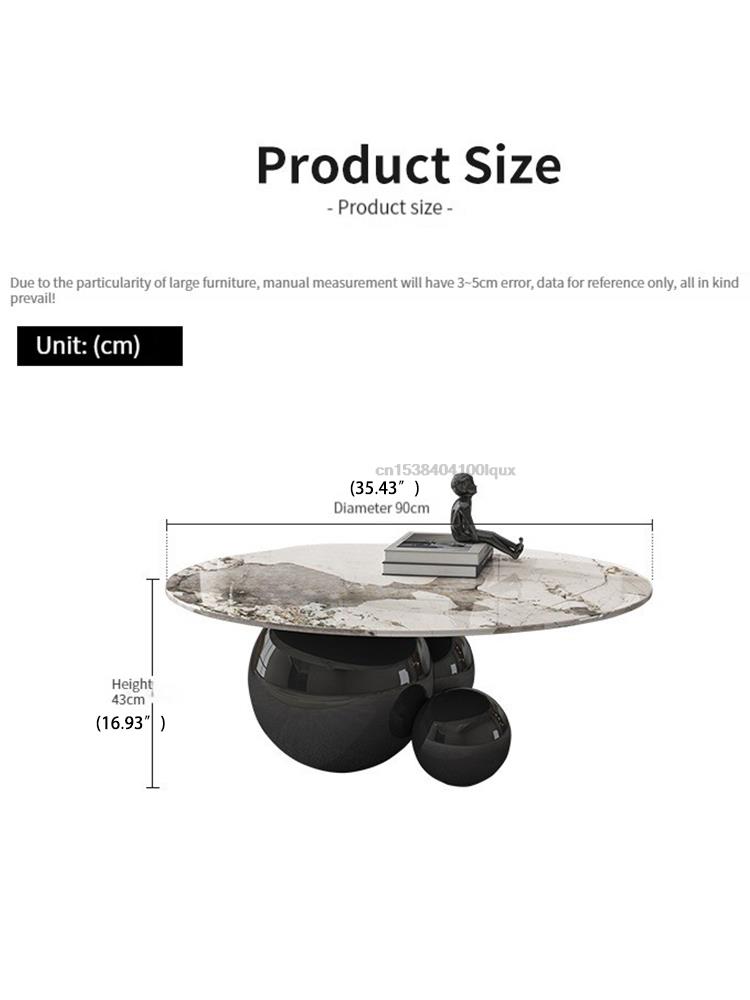 Mesa de centro de diseño para sala de estar, mueble con Base de acero inoxidable, mármol espacial, redondo, moderno, color dorado y negro