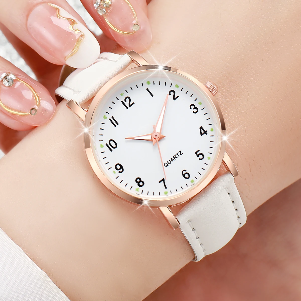 Moda feminina relógios casual árabe dial senhoras pulseira de couro relógio de quartzo reloj mujer meninas relógio presente