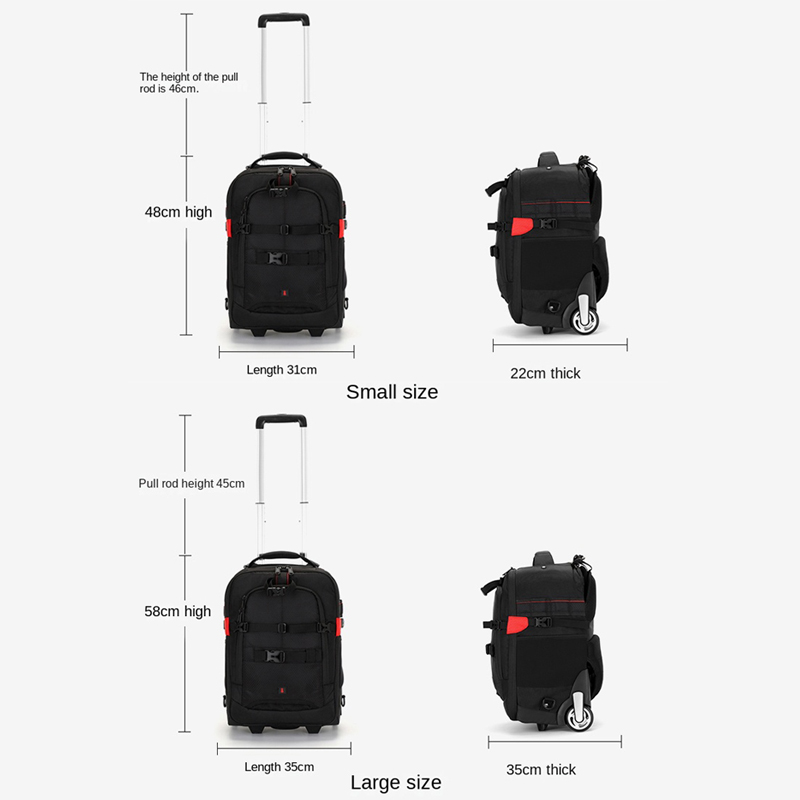 Trolley Photography backpack Professional Camera Bag Trolley Travel Suitcase Video Photo Digital Camera Luggage Trolley Backpack
