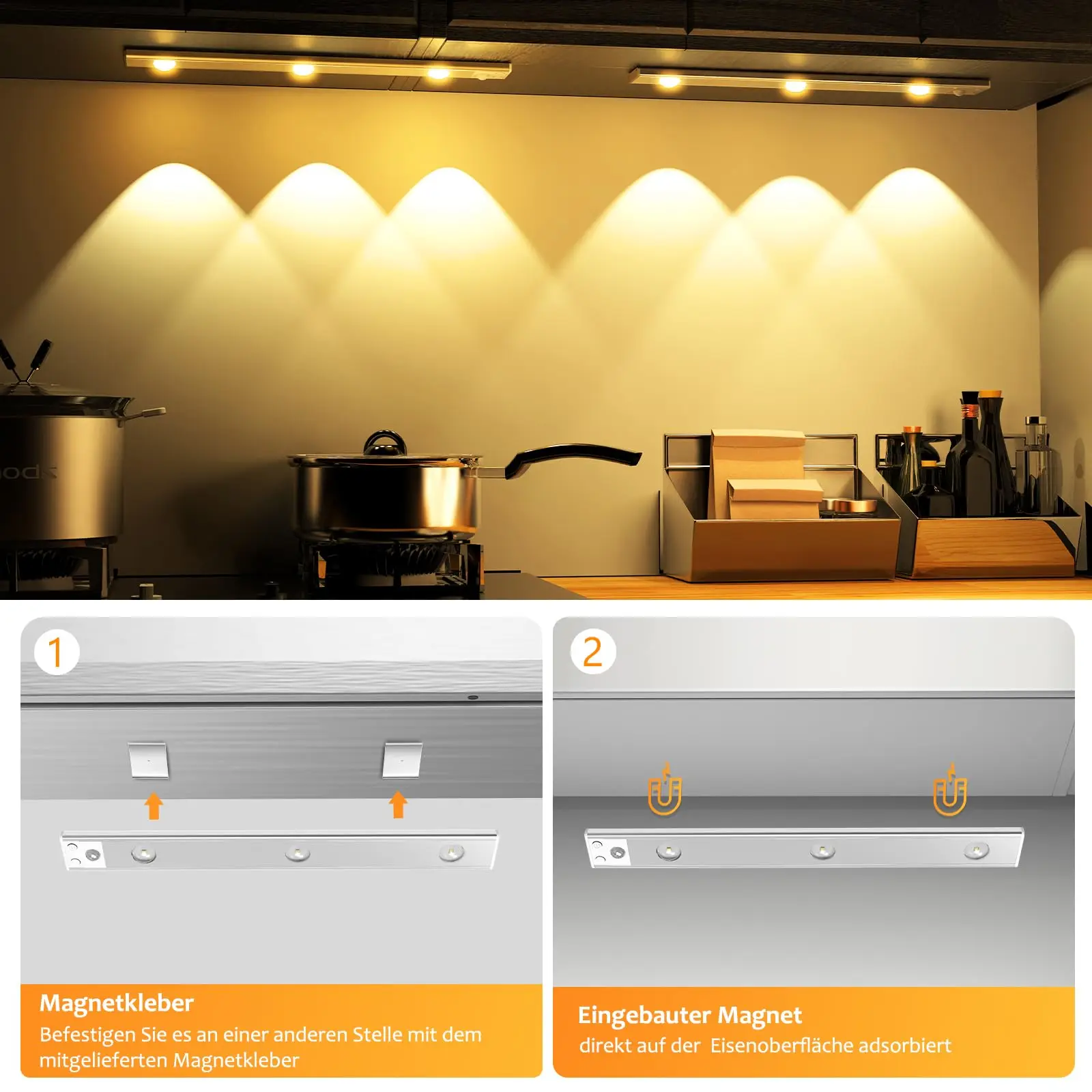 Wireless Ultra Thin Motion Sensor LED Light โคมไฟหรี่แสงได้ USB ชาร์จ 3 สีสําหรับห้องครัวตู้เสื้อผ้าห้องนอนบันได