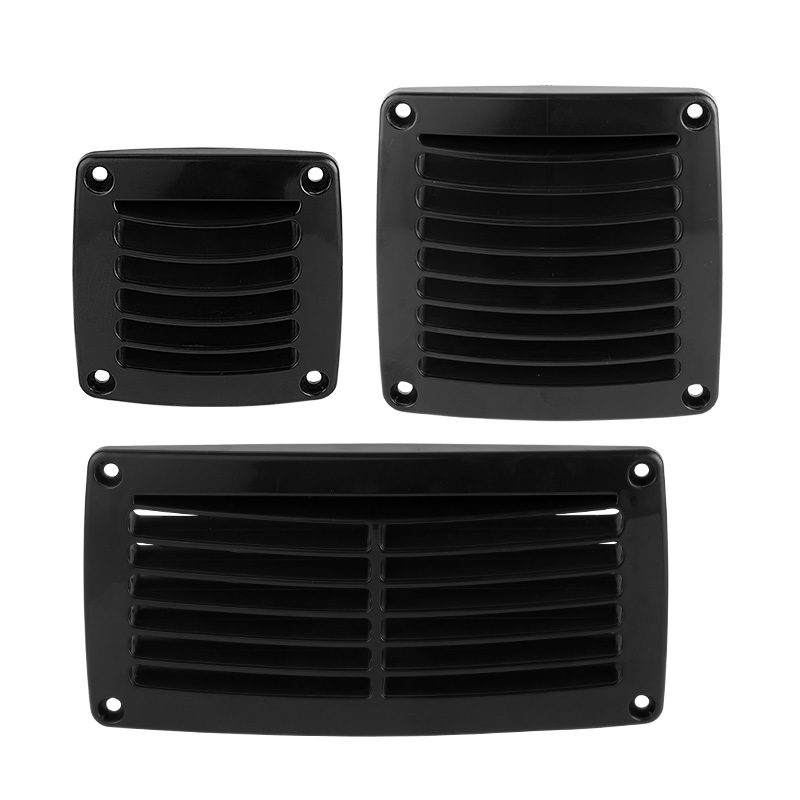 Ventilação de ar quadrada universal para barco marinho e rv, grade de ventilação com persianas branca/preta, tampa de plástico durável