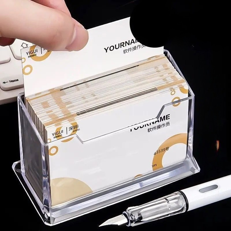 Creative Transparent Acrylic Card Storage Box, Large Capacity Business Card Box