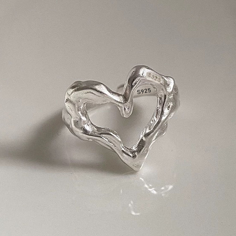 Ringe aus 925er-Sterlingsilber für Damen und Herren, Paar, minimalistisch, handgefertigt, einfacher Herzring, Party-Schmuck, Geschenk, verhindert Allergien