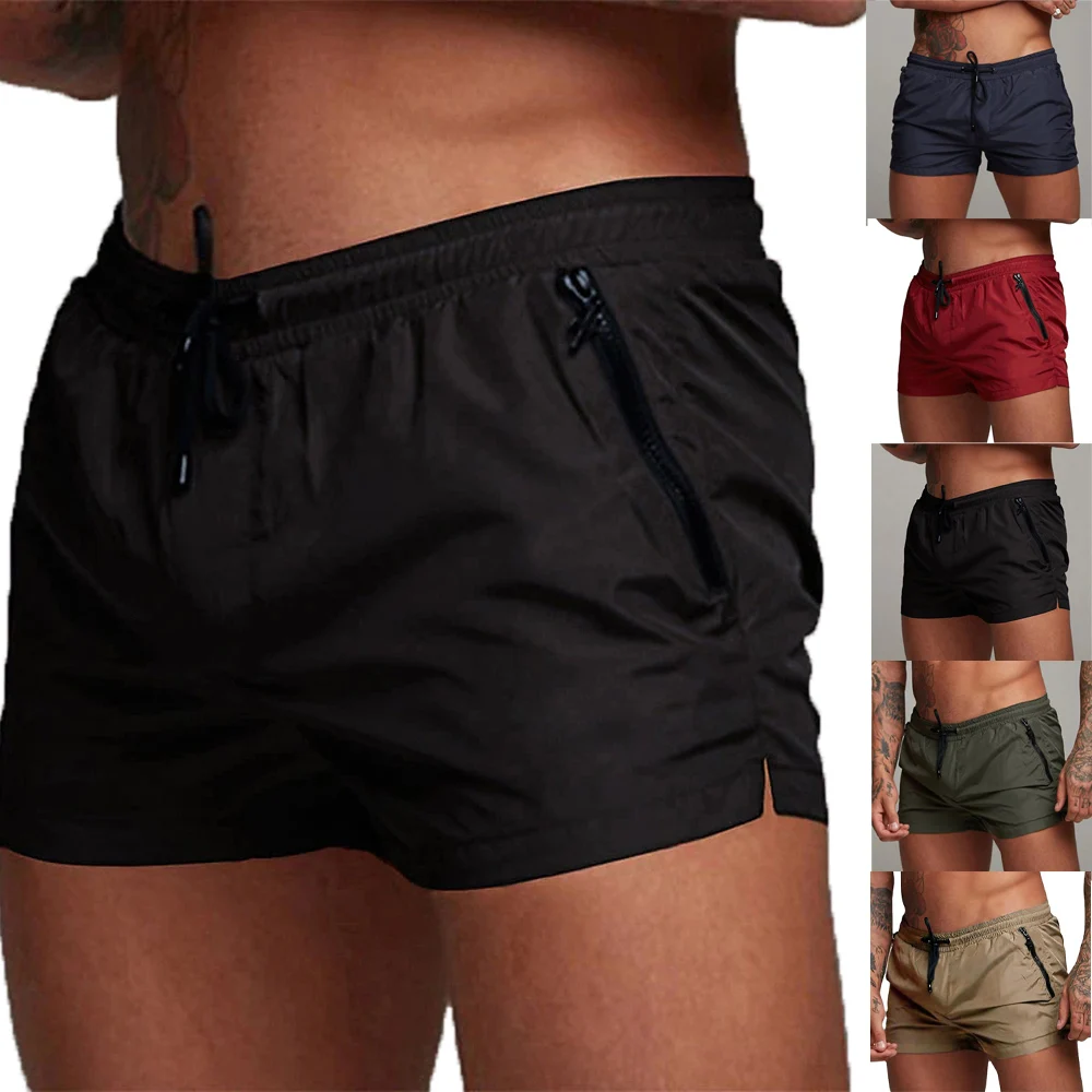 Bañadores para hombre con bolsillos con cremallera, forro de malla, pantalones cortos de playa de verano, traje de baño de secado rápido, traje de baño