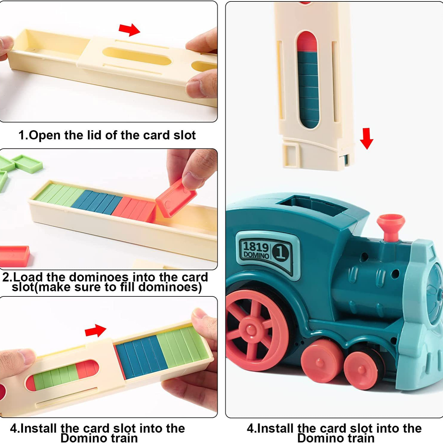 Domino Mini Train Fun Bloco de construção de colocação automática Carro de brinquedo de quebra-cabeça elétrico infantil