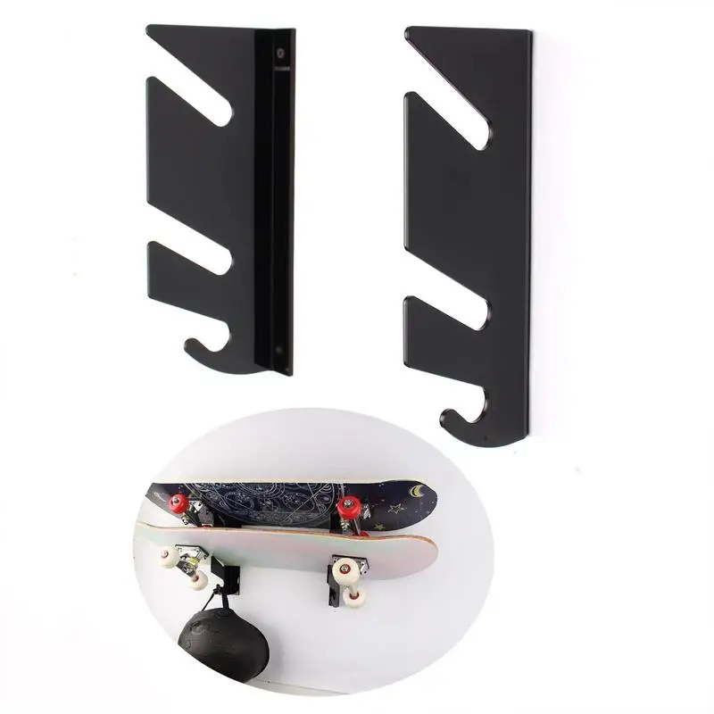 1 Pair Acrylic Skateboard Mount With Storage Hook Two Layers Of Skateboard Hanger For Deck Skateboard Wall Mount