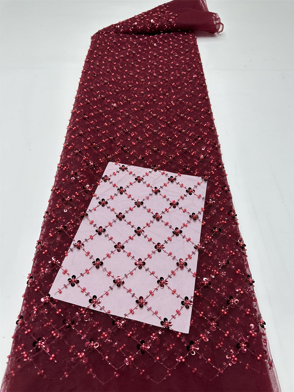 Sky blueアフリカンチュールレース生地,フランスのスパンコール生地,ビーズ付き刺embroidery,メッシュ,ナイジェリアのドレス,5ヤード,2024