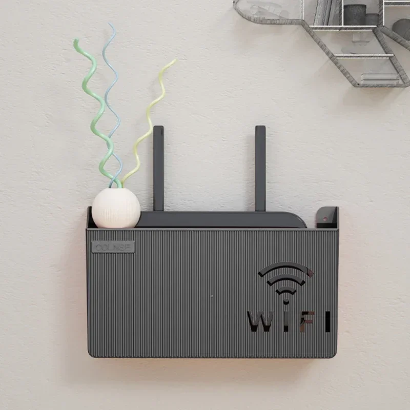 1 Buah Kotak Penyimpanan Rak Router Wifi Nirkabel Hiasan Dinding Kotak Organizer Plastik ABS Kotak Organizer Braket Daya Kabel Dekorasi Rumah