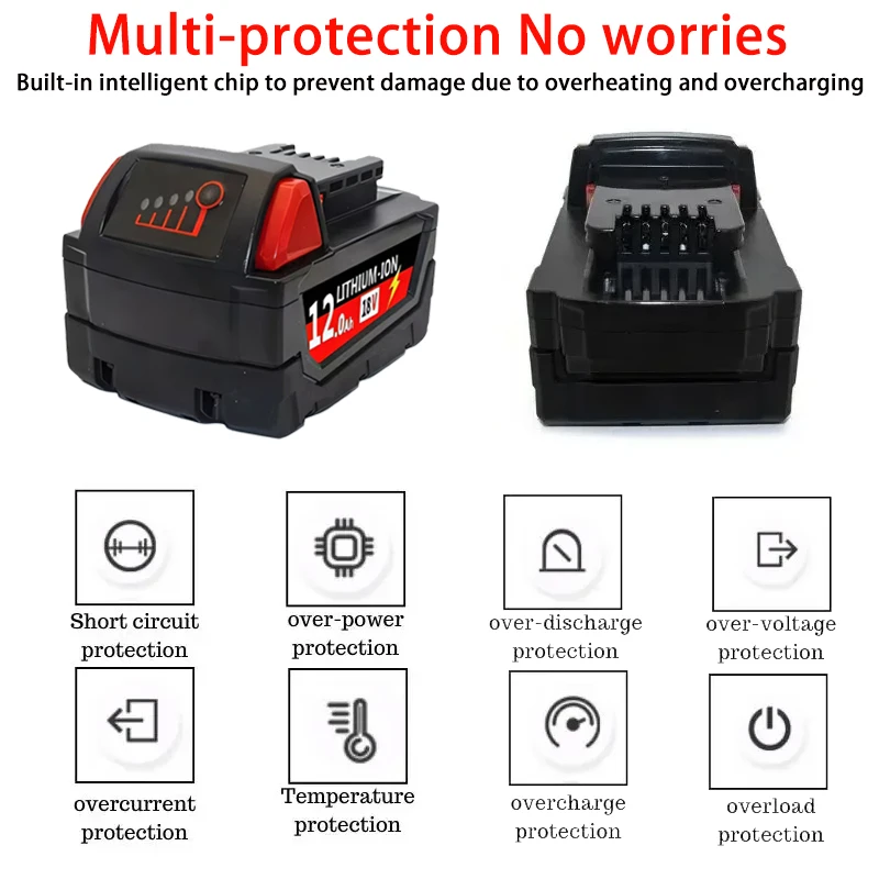 6000 мАч/12000 мАч для Milwaukee M18 18 В Замена для Milwaukee M18B5 XC литий-ионный аккумулятор 48-11-1815 2604-20 48-11-1850 зарядное устройство