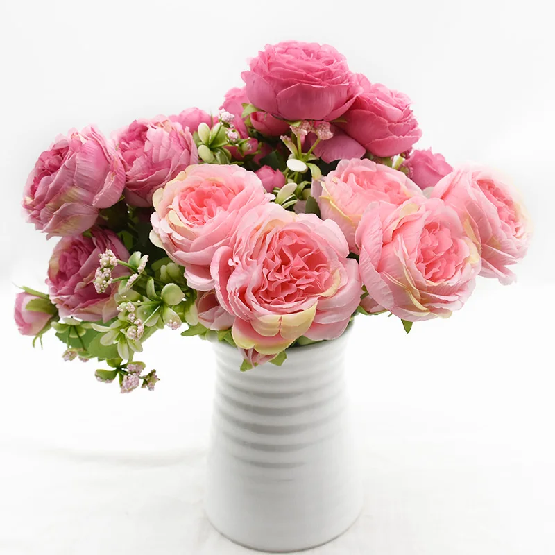 造花牡丹の花束ホームルームの装飾結婚式 Diy フェスティバル屋内家具スクラップブッキング盆栽ギフト Accessori
