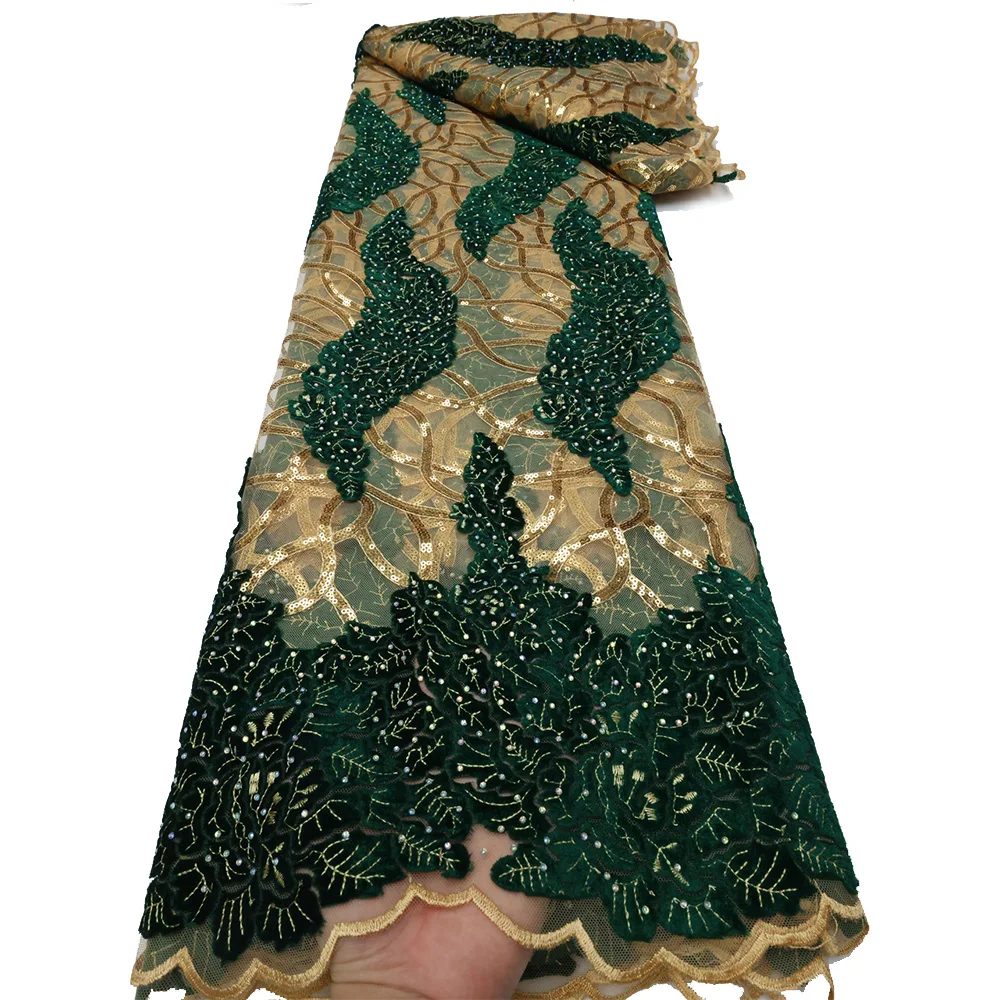 Pgc afrikanische pailletten samt nigerian ische hochzeits spitzens toffe 2024 hochwertige spitze französische spitze stoff für kleid LY921-3