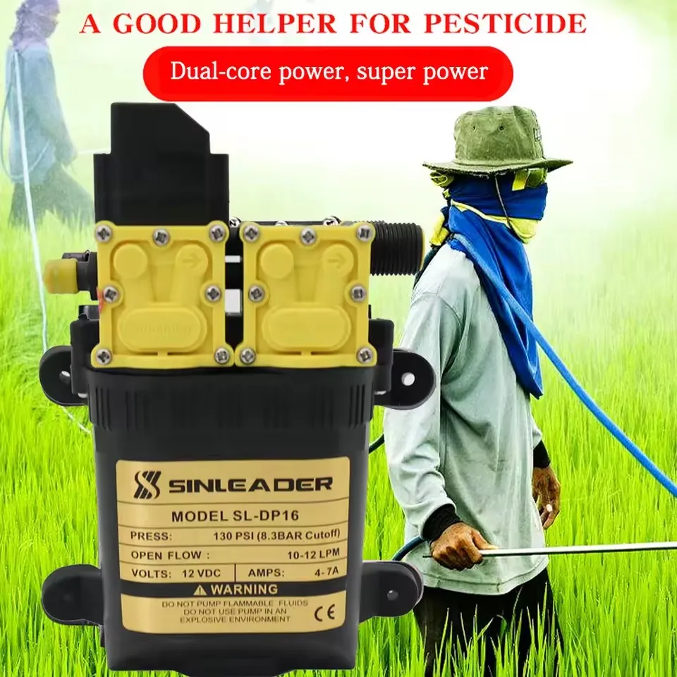 Pompe à eau électrique agricole haute pression 12V 7A 10L/min, pulvérisateur d'eau, puissance double cœur, électrique agricole