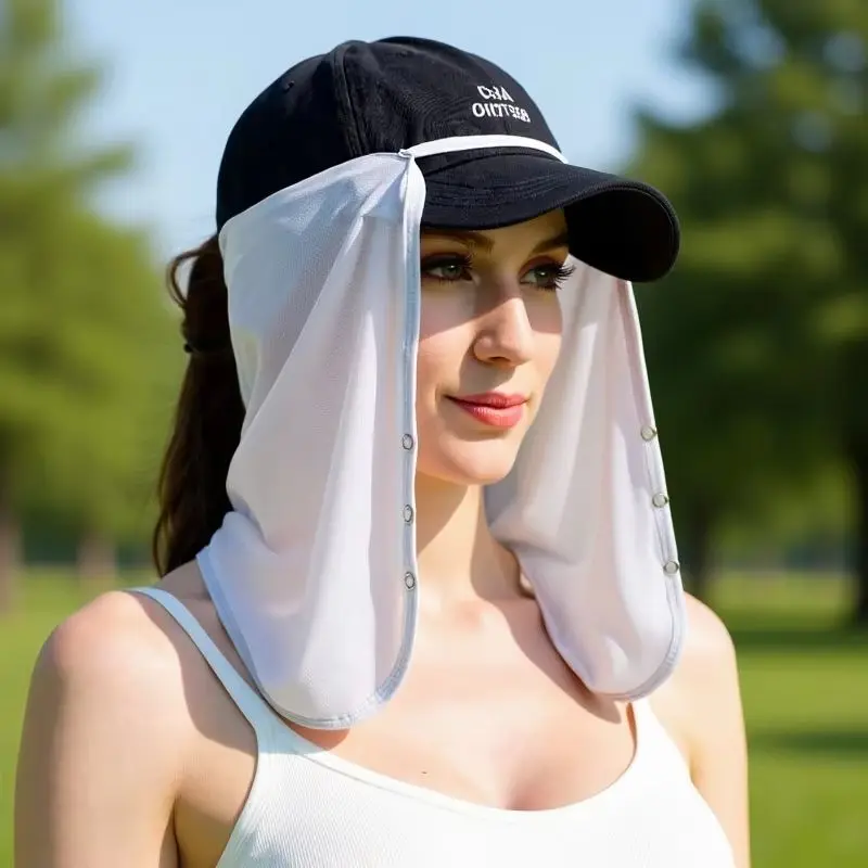 For Men UV Protection Cap Mask Silk Scarf Outdoor Neck Protection Sunscreen Veil Sunscreen Mask Anti-uv Face Cover Face Scarf