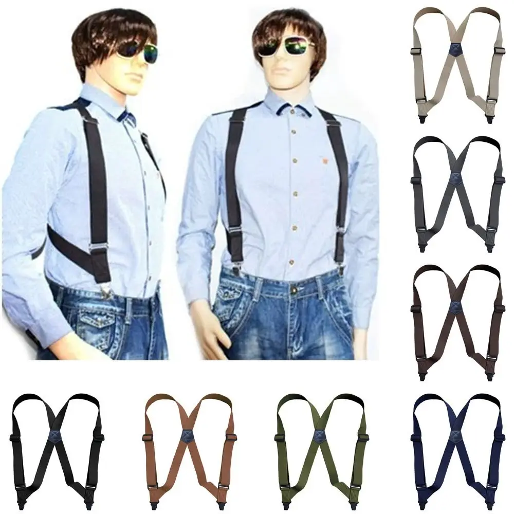 Clip laterale in plastica regolabile bretelle da uomo bretelle elastiche bretelle a forma di X bretelle larghe 3.8cm 2 Clip bretelle per pantaloni