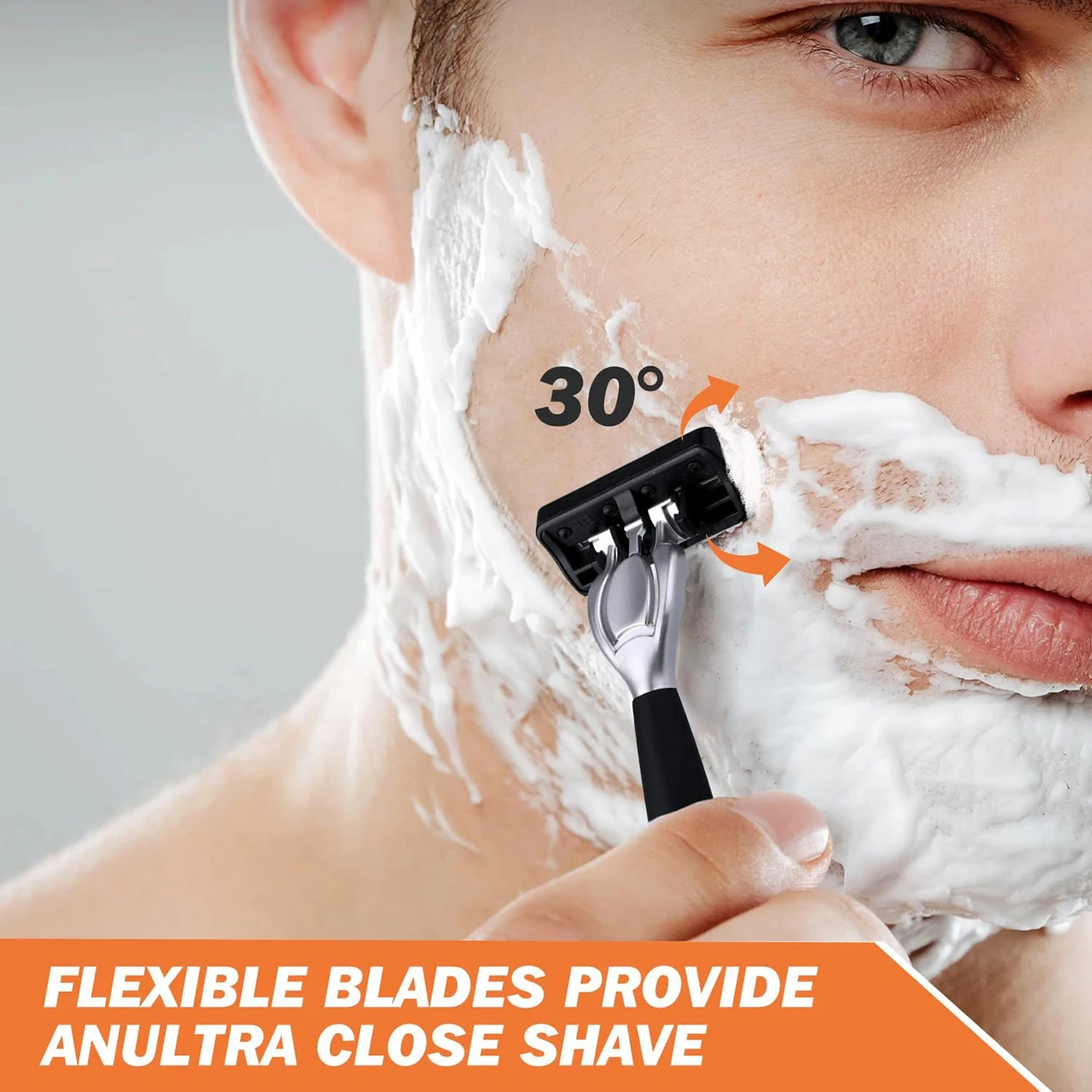 Barba e barba ordinaria in metallo lavabile Rasoio manuale da uomo a 6 strati Lama in acciaio inossidabile Protezione per le mani Supporto per rasoio in metallo