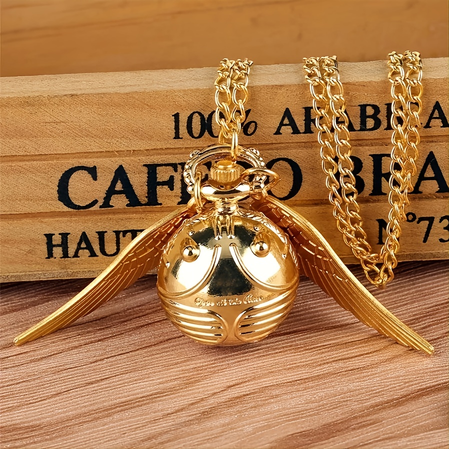 Luxus Goldene Taschenuhr Flügel Ball Exquisite Beste Geschenk Anhänger Mit Halskette Elegante Uhr für Weibliche Kinder Relogio Saati