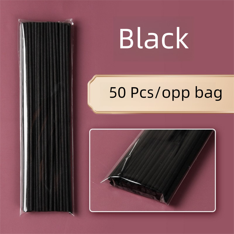 50 Pcs/Pack 3mm*20cm Diffuser Sticks , Fragrance Refill Black Fibre Reed Thick Aromatherapy Diffuser Sticks for Diffuser Oils