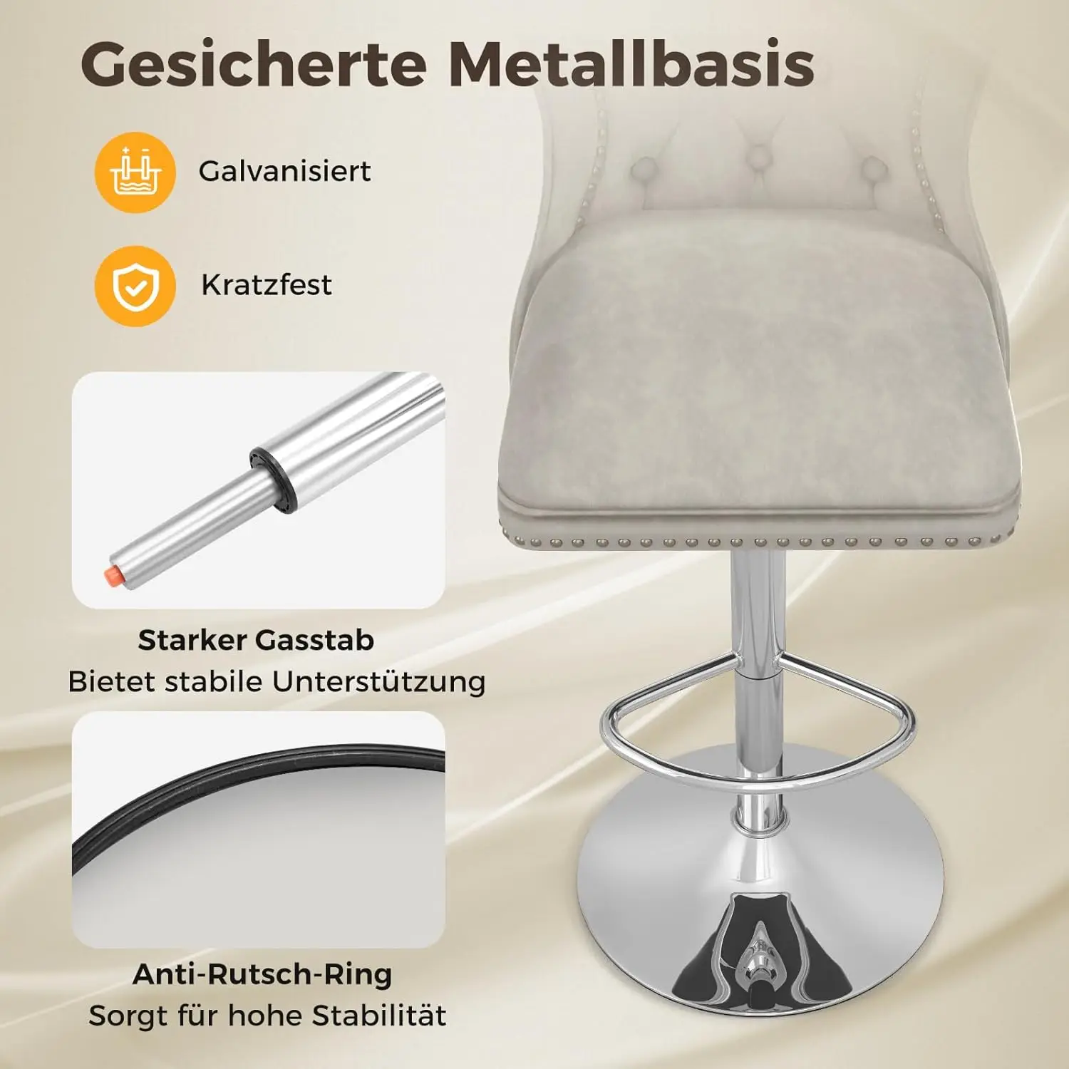 Set di 2 sgabelli da Bar, sedie da Bar 67-87 cm, regolabili in altezza, in velluto, sgabelli da cucina con schienale e Base in metallo