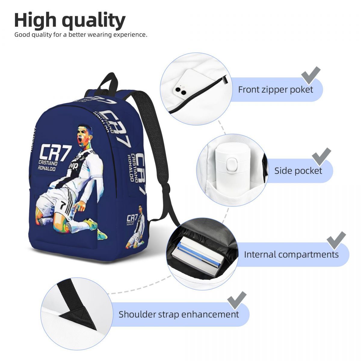 Cristiano Ronaldo Celebrates Fashionable and versatile backpack, suitable for both men and women, showcasing individual charm.