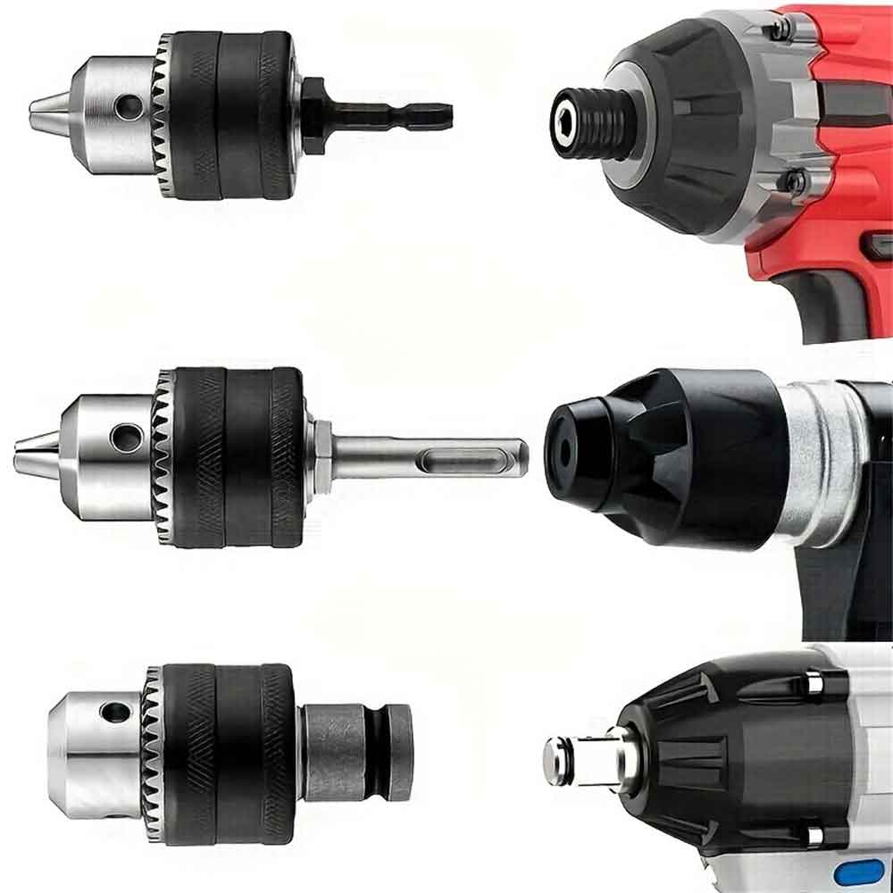 3.0-16mm Drill Chuck,1/2-20UNF Mount Impact Driver Bits Chuck Conversion Hex Shank/SDS-Plus Socket Square Adapter with Chuck Key